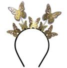 Tiara Carnaval Borboleta Couche Laminado Dourado Vivarte - Inspire sua Festa Loja