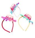 Tiara Chapéu Neon com Fitas e Bolinhas