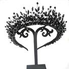 Tiara Crown Aimimier Bridal Black Crystal para mulheres