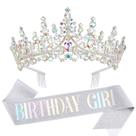 Tiara Crown VELSCRUN AB Silver Crystal Birthday para mulheres Tiara Crown VELSCRUN AB Silver Crystal Birthday para mulheres