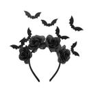 Tiara De Chapéu De Bruxa De Halloween Com Flores Pretas E Presilha De Morcego Gótico, Acessório