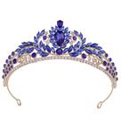 Tiara de cristal barroca com diamantes de água azul e clara
