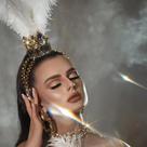 Tiara De Cristal Com Coroa De Penas Branca Para Mulheres, Estilo Barroco Geométrico Para Festas E
