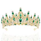 Tiara de cristal Crown TAROSE Gold Green com 6,5 cm de altura Tiara de cristal Crown TAROSE Gold Green com 6,5 cm de altura