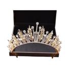 Tiara De Cristal Dourado Com Strass, Joia De Cabelo Vintage Barroca Para Noivas, Acessórios De