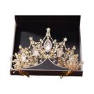 Tiara De Cristal Dourado Com Strass, Joia De Cabelo Vintage Barroca Para Noivas, Acessórios De