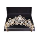 Tiara De Cristal Dourado Com Strass, Joia De Cabelo Vintage Barroca Para Noivas, Acessórios De