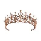Tiara De Cristal Dourado Com Strass, Joia De Cabelo Vintage Barroca Para Noivas, Acessórios De