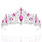 Tiara de cristal TAROSE, prata, rosa e rosa, coroa de strass
