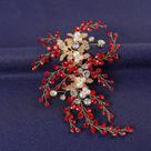 Tiara De Flor De Cristal Vermelho Com Strass E Pérolas, Acessório De Cabelo Para Noivas E Festas,