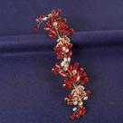 Tiara De Flor De Cristal Vermelho Com Strass E Pérolas, Acessório De Cabelo Para Noivas E Festas,