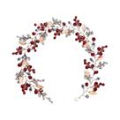 Tiara De Flor De Cristal Vermelho Com Strass E Pérolas Para Noivas, Festas E Casamentos Acessório