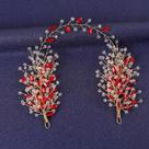 Tiara De Flor De Cristal Vermelho Com Strass E Pérolas Para Noivas, Festas E Casamentos Acessório