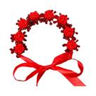 Tiara De Flor De Cristal Vermelho Com Strass E Pérolas Para Noivas, Festas E Casamentos Acessório