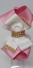 Tiara de Luxo com Laço Formoso - Rosa/Branco - Lene Laços