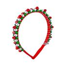 Tiara De Natal Com Contas Vermelhas E Verdes, Detalhes Dourados E Sinos, Acessório De Festa Em