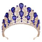 Tiara de noiva barroca com cristais azuis e brancos para casamentos