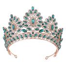 Tiara de noiva barroca, coroa de casamento de cristal verde e transparente