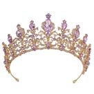 Tiara de noiva barroca elegante com cristais de lavanda e ouro
