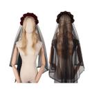 Tiara De Noiva Com Véu, Design De Caveira, Teia De Aranha E Rosa Preta E Vermelha, Acessório De