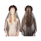 Tiara De Noiva Com Véu, Design De Caveira, Teia De Aranha E Rosa Preta E Vermelha, Acessório De