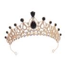 Tiara de noiva de estilo barroco com cristais pretos e transparentes
