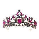 Tiara de noiva vintage barroca com strass rosa para Weddi
