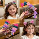Tiara De Orelhas De Gato Com Lantejoulas Coloridas E Presilha De Cabelo Fofa Para Uso Diário