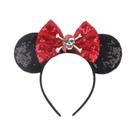 Tiara De Orelhas Do Mickey Mouse Com Lantejoulas E Laço Para Crianças, Adultos E Bebês - Acessório