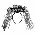 Tiara de Reveillon Happy New Year Feliz Ano Novo com Franjinha Metalizada Acessório Comemoração Natal Festa Fim de Ano