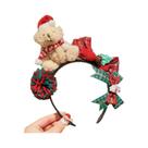 Tiara De Urso De Pelúcia De Natal Para Idosos Com Laço Xadrez Vermelho E Verde, Chapéu E Cachecol,