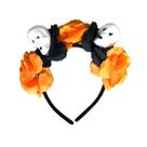 Tiara Halloween Flores Laranjas Com Caveiras