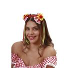 Tiara Junina Vermelha com Laços Xadrez, Flores e Fitas Tiara Junina Vermelha com Laços Xadrez, Flores e Fitas