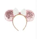 Tiara Laço Branco Orelhas Rosê Lantejoulas Minnie Disney DYG101TR-MK16-D