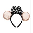 Tiara Laço Preto Branco Orelhas Rosê Lantejoulas Minnie Disney DYG101TR-MK7-D