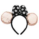 Tiara laço preto branco orelhas rosê lantejoulas minnie - disney