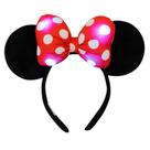 Tiara Laço Vermelho Orelhas Disney Minnie Luzes