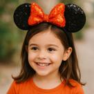 Tiara Laço Vermelho Orelhas Minnie Mouse Lantejoulas