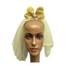 Tiara Luxo Laço com Véu Duplo para Fantasia
