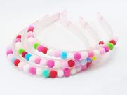 Tiara mini pompom Arco-Íris decorada artesanal - REF. 899 mp / 0126A