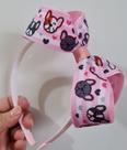Tiara Rosa Com Estampa De Buldogue Infantil Tiara Rosa Com Estampa De Buldogue Infantil
