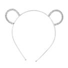 Tiara strass delicado gatinho pandinha prateado