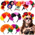 Tiaras de flores mexicanas Zeyune, 8 peças de poliéster colorido