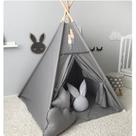 Tienda tipi infantil RONGFA con pompones blancos para niños (gris) Tienda tipi infantil RONGFA con pompones blancos para niños (gris)