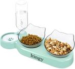 Tigela automática de comida e água para gatos com garrafa - verde
