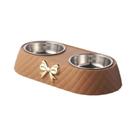 Tigela De Aço Inoxidável Para Animais De Estimação Com Base De PP, Design De Laço Para Gatos E Cães,