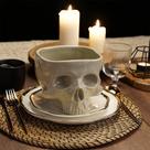 Tigela De Cerâmica Gótica Com Crânio, Louça Retrô De Porcelana Para Halloween, Decoração Para Casa E