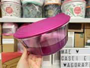 Tigela Elegância Alta 2,3 Litros - Tupperware - Cor Transparente e Roxo Tigela Elegância Alta 2,3 Litros - Tupperware - Cor Transparente e Roxo