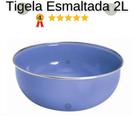 Tigela Esmaltada 2 Litros Azul esmalte Retro com Borda Aluminio Tigela Esmaltada 2 Litros Azul esmalte Retro com Borda Aluminio