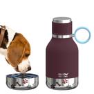 Tigela para cães anexada a uma garrafa de viagem isolada de aço inoxidável
